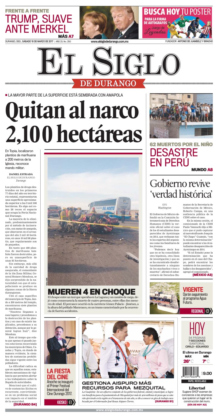 Edición impresa de El Siglo de Durango, viernes 26 de abril de 2024