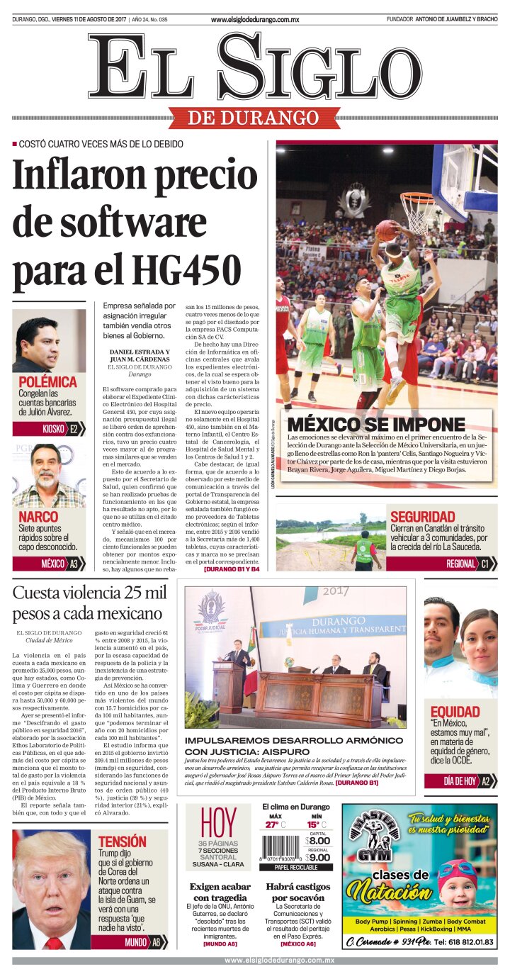 Edición impresa de El Siglo de Durango, miércoles 24 de abril de 2024