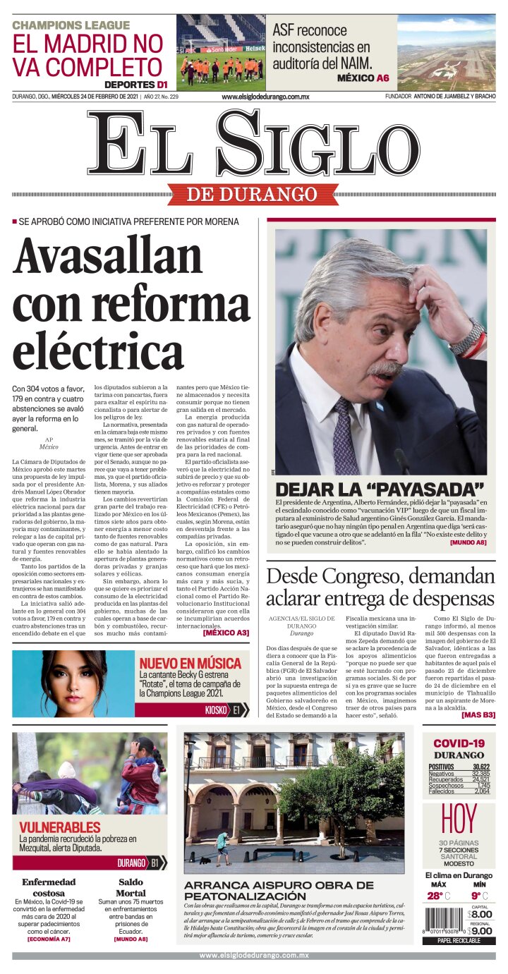 Edición impresa de El Siglo de Durango, viernes 26 de abril de 2024