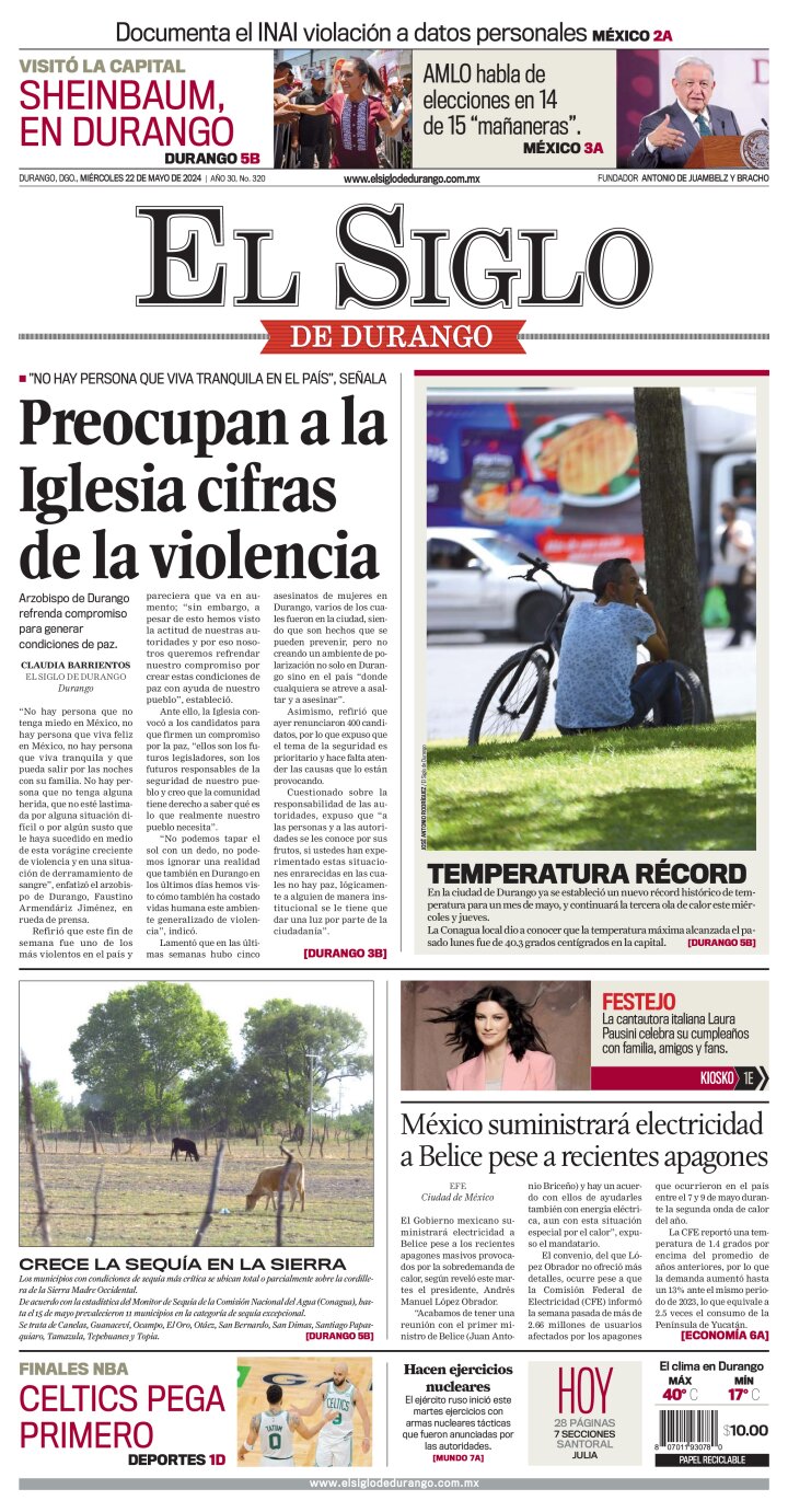 Edición impresa de El Siglo de Durango, sábado 15 de junio de 2024