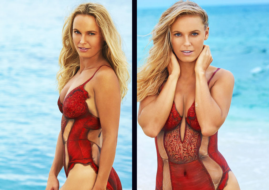 Caroline Wozniacki hace 'body paint' para Sports Illustrated.